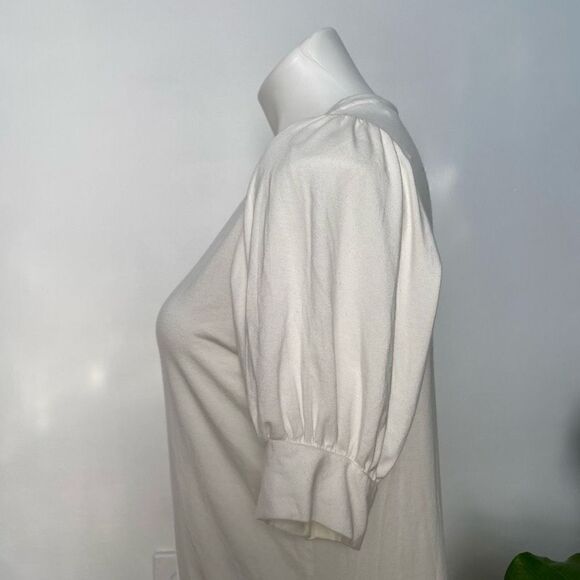 T Tahari Puff Ballon Sleeve Basic White Tee - Picture 5 of 9